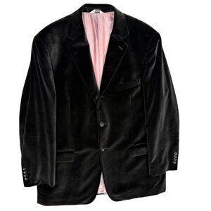 Wilke-Rodriguez Velour Blazer Velvet Sport Coat Black 100% Cotton 46L